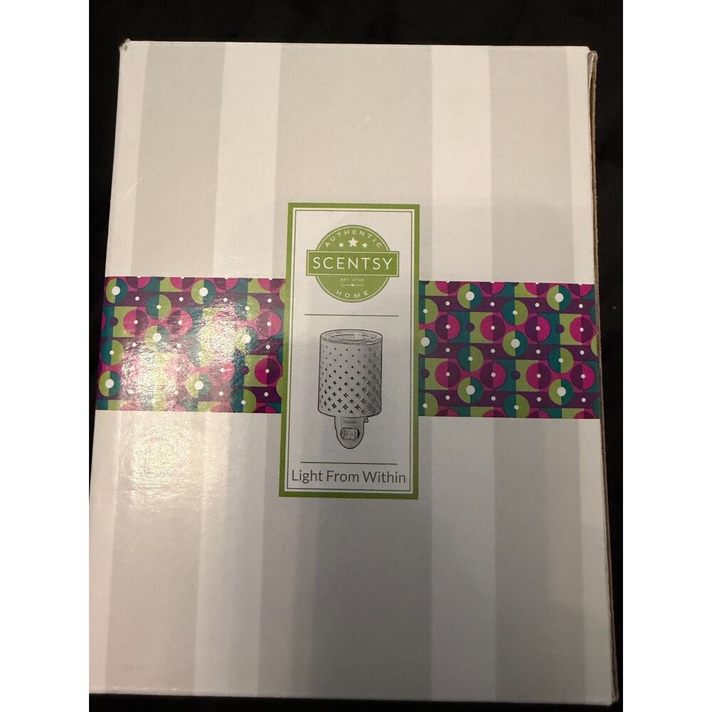 Scentsy Light From Within Mini Warmer White Metal Wall Plug NIB Open Box